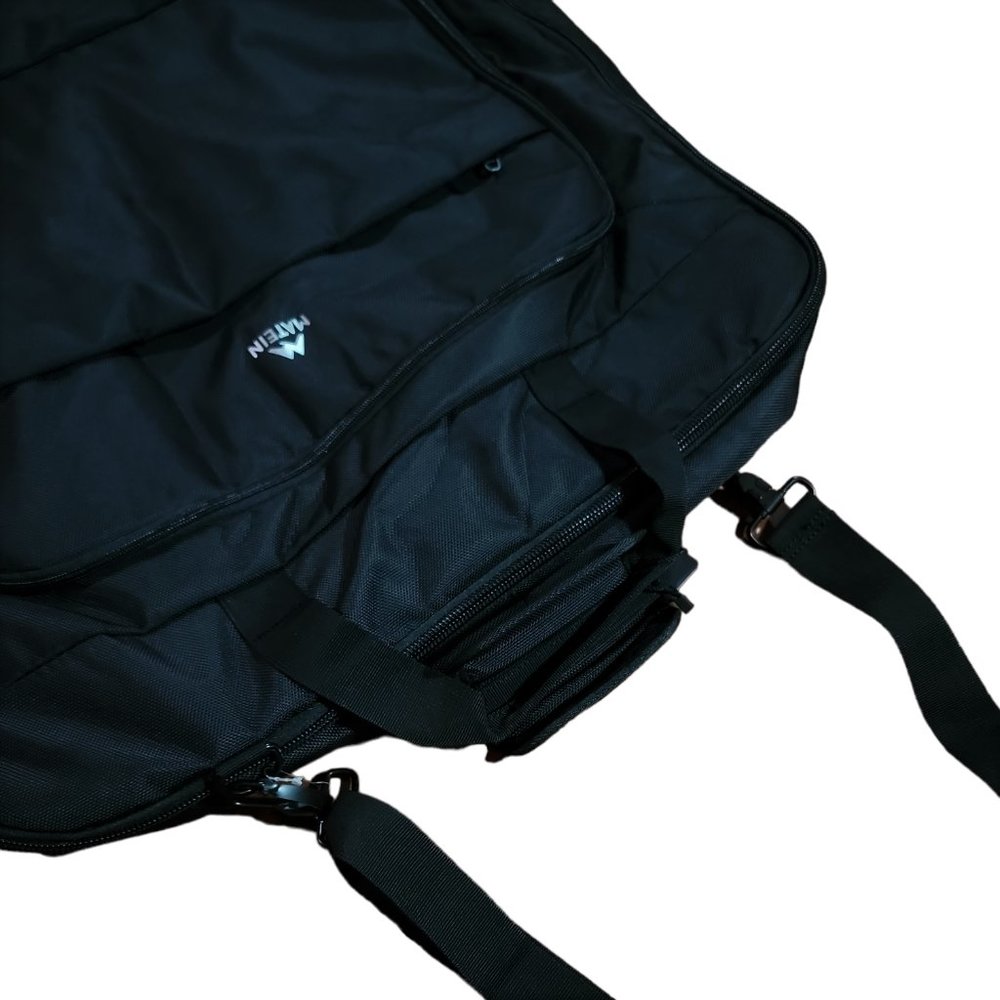 Mantein Black Garment Bag Large Suit Travel Bag Pockets Shoulder Strap Foldable - Picture 3 of 9
